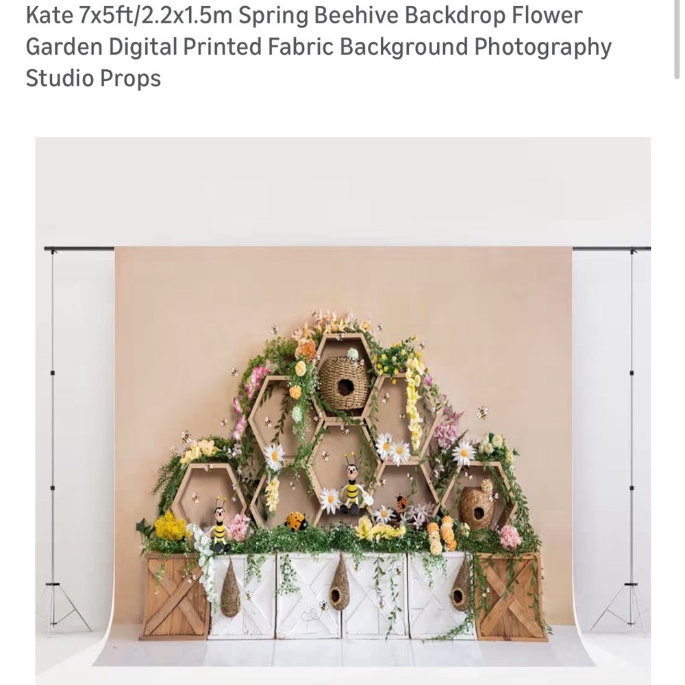 Kate spring beehive bee backdrop size 7x5
